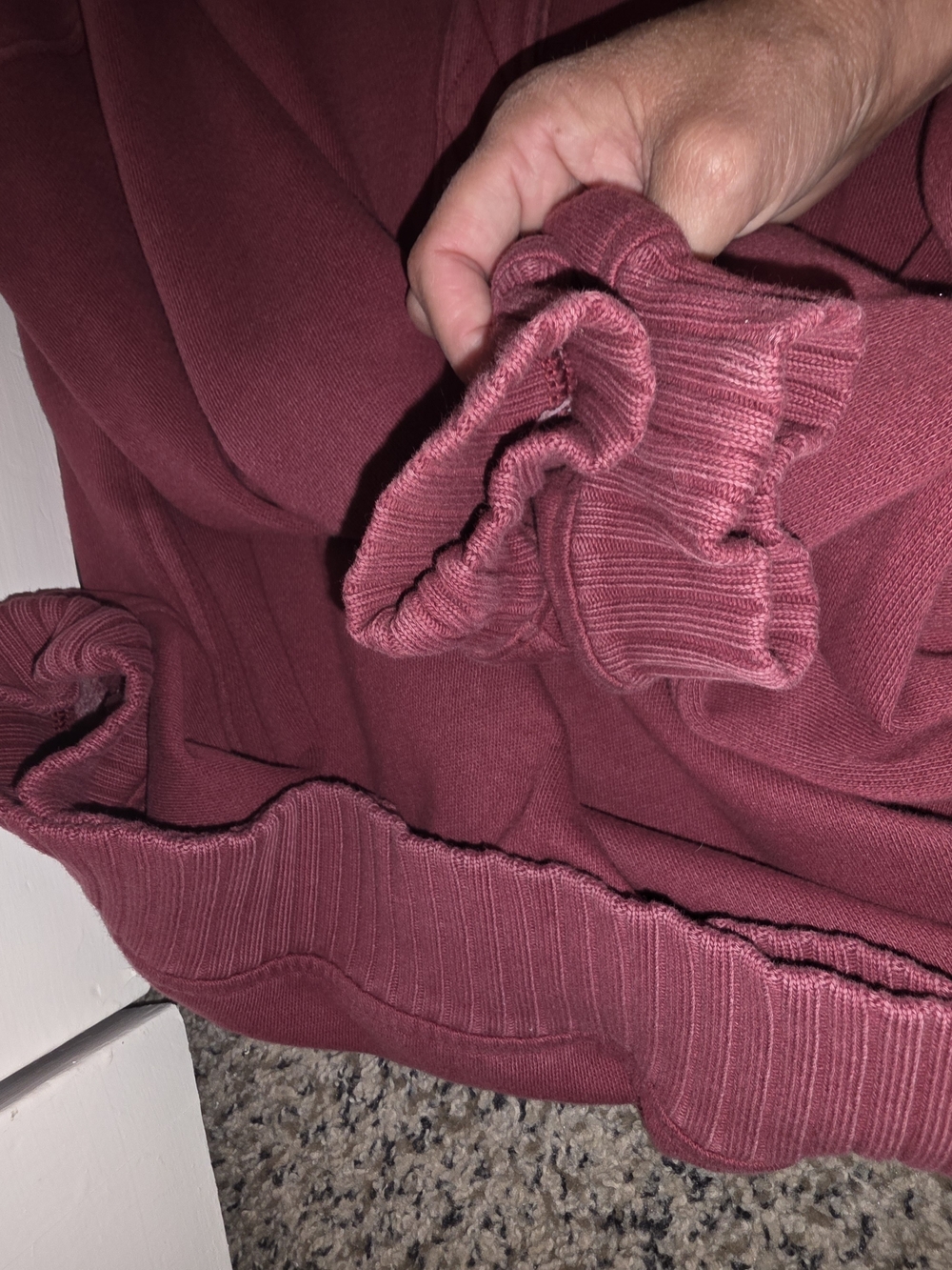 aerie Ruffled Hem Crewneck Sweater - Mauve
